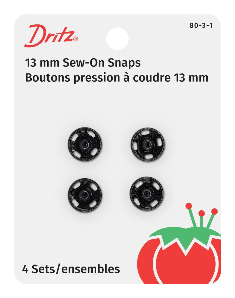 Dritz 8031 SewOn Snaps Black Size 3 4Count