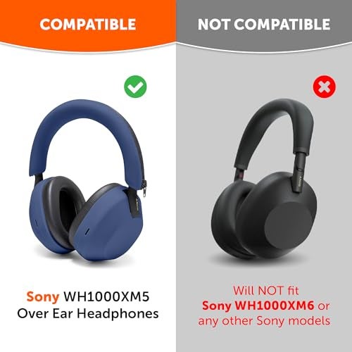 WC ShellZ XM5 - Protective Headphone Exterior Shell & Headband Covers for Sony WH1000XM5 Made by Wicked Cushions | Made with Premium Silicone | Blue - Image 2