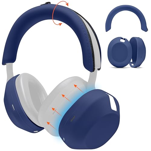 WC ShellZ XM5 - Protective Headphone Exterior Shell & Headband Covers for Sony WH1000XM5 Made by Wicked Cushions | Made with Premium Silicone | Blue - Image 1
