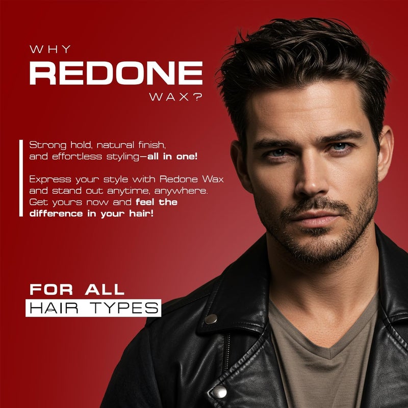Redone Hair Wax Red 150ml | Ultra Hold & Maximum Control | High Shine Styling Wax for Men & Women | Edge Control & Non-Sticky Finish | Strawberry Scent | Professional Barber Hair - Image 3
