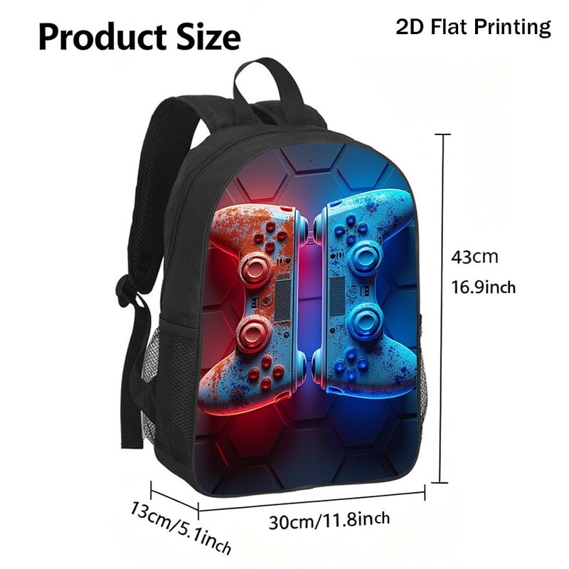 Fashion dual gaming controllers Backpack Lightweight Water Resistant 2D Flat Print for travel gym party for Unisex - Image 3