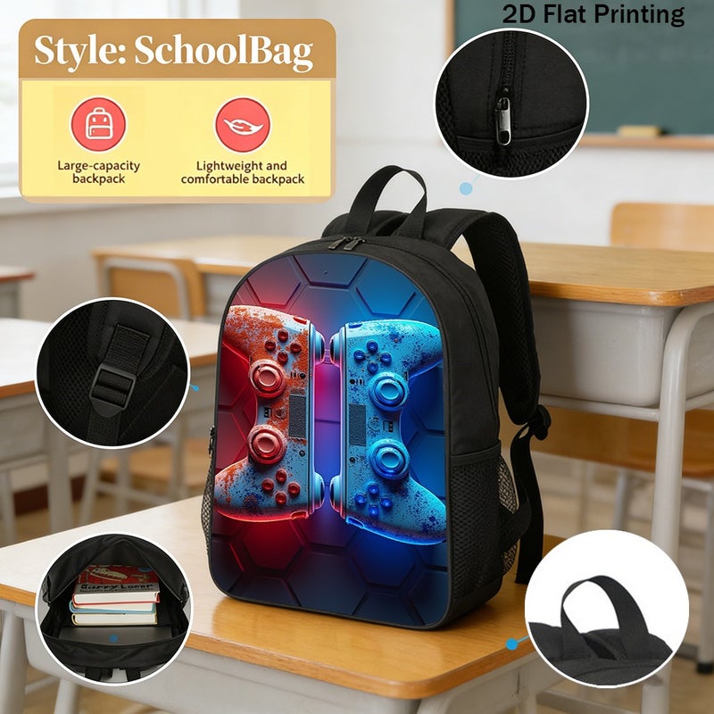 Fashion dual gaming controllers Backpack Lightweight Water Resistant 2D Flat Print for travel gym party for Unisex - Image 2