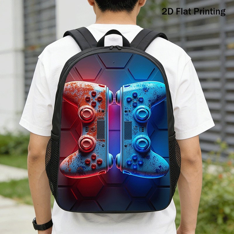 Fashion dual gaming controllers Backpack Lightweight Water Resistant 2D Flat Print for travel gym party for Unisex - Image 1