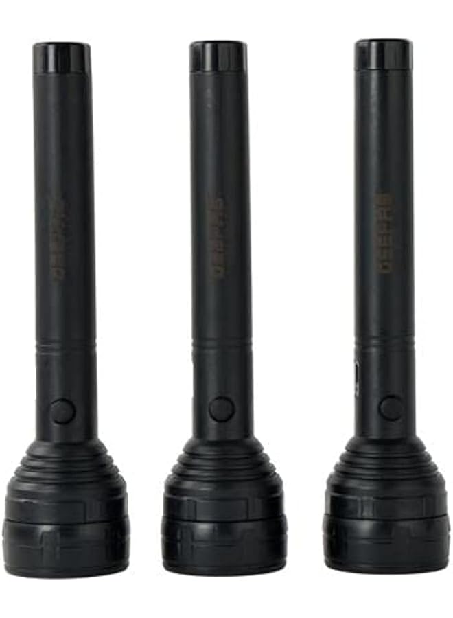 GEEPAS Rechargeable LED Flashlight USB Rechargeable GFL51054 3Pcs Set of Flashlight 8hrs Working Ideal for Camping Trekking & Outdoor Activities