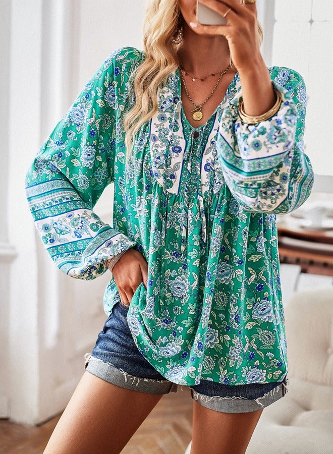 NIBEMINENT Women's Printed Long Sleeved Casual Shirt  - Image 5