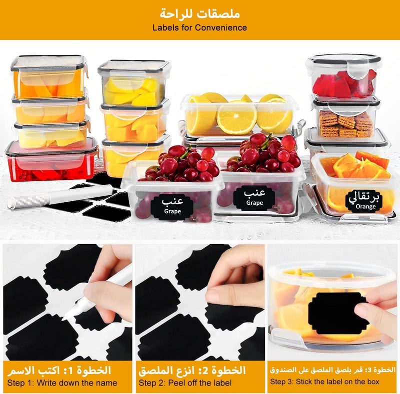 gluckluz 16pcs Refrigerator Organizer Bins with Lids,Fresh Produce Saver Stackable 5 Sizes Fridge Food Storage Containers Clear Freezer Kitchen Box with Covers Kit for Indoor Outdoor Picnic Organizers - Image 5