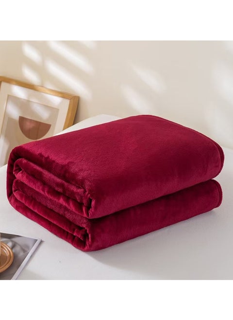 Lightweight Summer Blanket Extra Soft Fleece All Season Blanket Bed And Sofa Throw,150 X 200 cm，Dark Red
