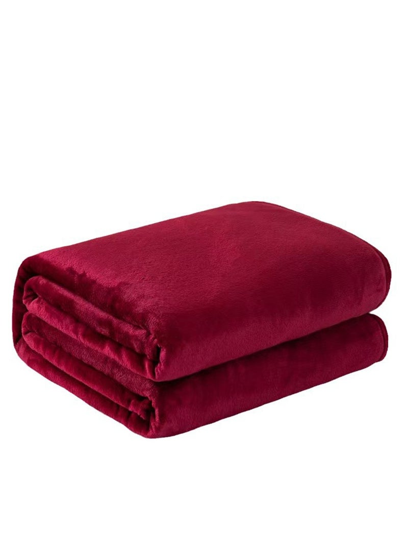 Generic - Lightweight Summer Blanket Extra Soft Fleece All Season Blanket Bed And Sofa Throw,150 X 200 cm，Dark Red - Image 1