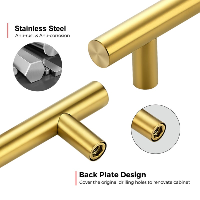 JOY DECOR 30 Pack 5 Inch Cabinet Pulls Kitchen Cabinet Handles with 3 Inch Hole Center Brushed Brass Cabinet Hardware Stainless Steel Kitchen Drawer Pulls for Cabinets Cupboard, 76mm Hole Centers - Image 4