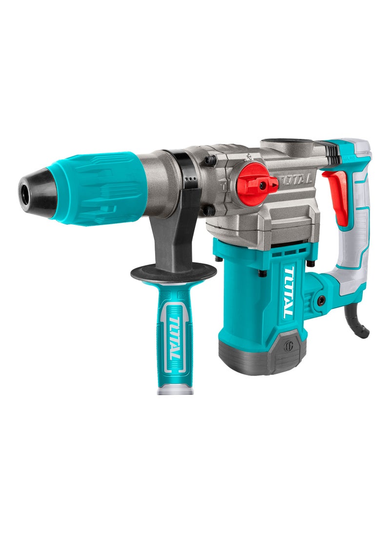 توتال مثقاب مطرقي دوّار من توتال بقدرة ١٦٠٠ واط، مزوّد بنظام تثبيت إس دي إس ماكس، بطاقة طرق ١٠ جول، وبقدرة حفر في الخرسانة حتى ٤٠ ملم، مع نظام مضاد للاهتزاز، ويأتي مع لقم حفر، وأزاميل، وفحمات كربونية، وحقيبة حمل - Image 1