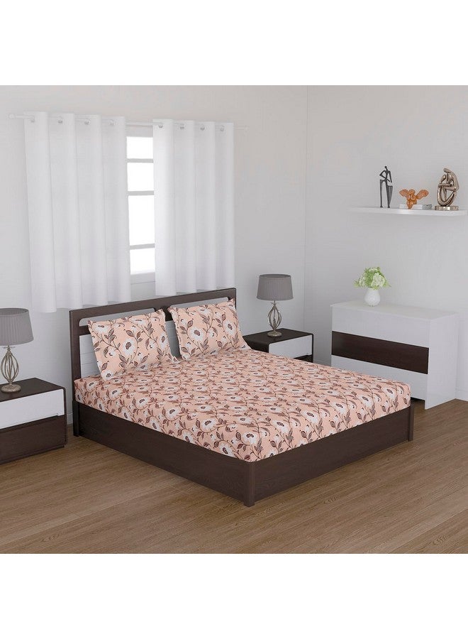 Status Contract Cotton Rich Double Bedsheet with 2 Pillow Covers for Bed Room, Home, Hotel-120 GSM (Brown) - Image 2