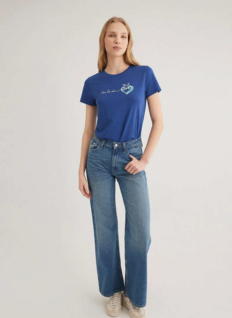 مافي تيشيرت أزرق بطبعة دراجة