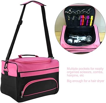 Sonew Salon Handbag Hairdressing Tools Canvas Bag Portable Makeup Travel Bag Makeup Tools Storage Carrying Case Scissors Comb Holder Hairstyling Storage Organizer - Image 3