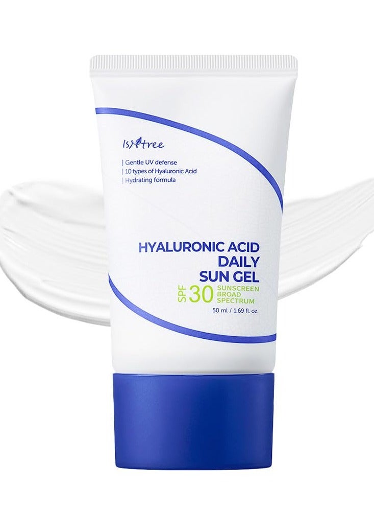 ISNTREE Hyaluronic Acid Daily Sun Gel SPF 50+ PA++++ 50ml – Lightweight, Hydrating Sunscreen for Face, No White Cast, Broad-Spectrum UV Protection, Moisturizing Korean Sunblock for Dry & Sensitive Skin - Image 1
