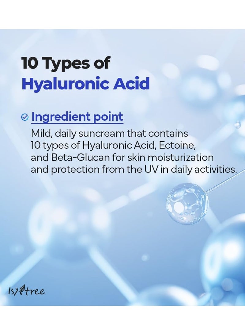 ISNTREE Hyaluronic Acid Daily Sun Gel SPF 50+ PA++++ 50ml – Lightweight, Hydrating Sunscreen for Face, No White Cast, Broad-Spectrum UV Protection, Moisturizing Korean Sunblock for Dry & Sensitive Skin - Image 4