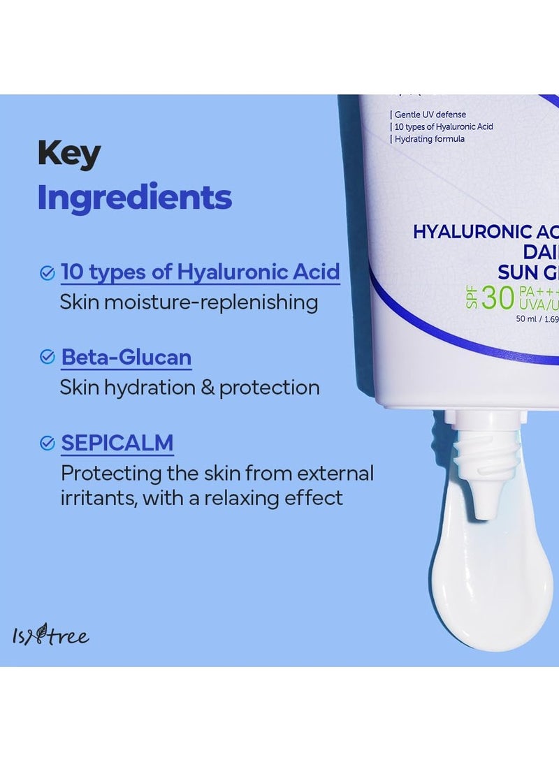ISNTREE Hyaluronic Acid Daily Sun Gel SPF 50+ PA++++ 50ml – Lightweight, Hydrating Sunscreen for Face, No White Cast, Broad-Spectrum UV Protection, Moisturizing Korean Sunblock for Dry & Sensitive Skin - Image 5