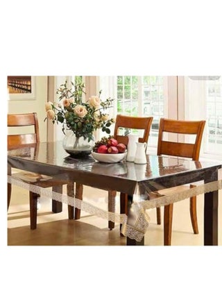 Heavy Duty Vinyl Plastic Rectangular Tablecloth, Waterproof Clear Table Cover with Lace Macrame Border, Heavy Duty Rectangular Table Protector 62" x 90" for Kitchen, Home, Indoor and Outdoor - pzsku/ZD6EF6F7B6F4A91B6E9E4Z/45/_/1738057795/11d785ab-a7bc-4313-b9bc-457622fb26cd