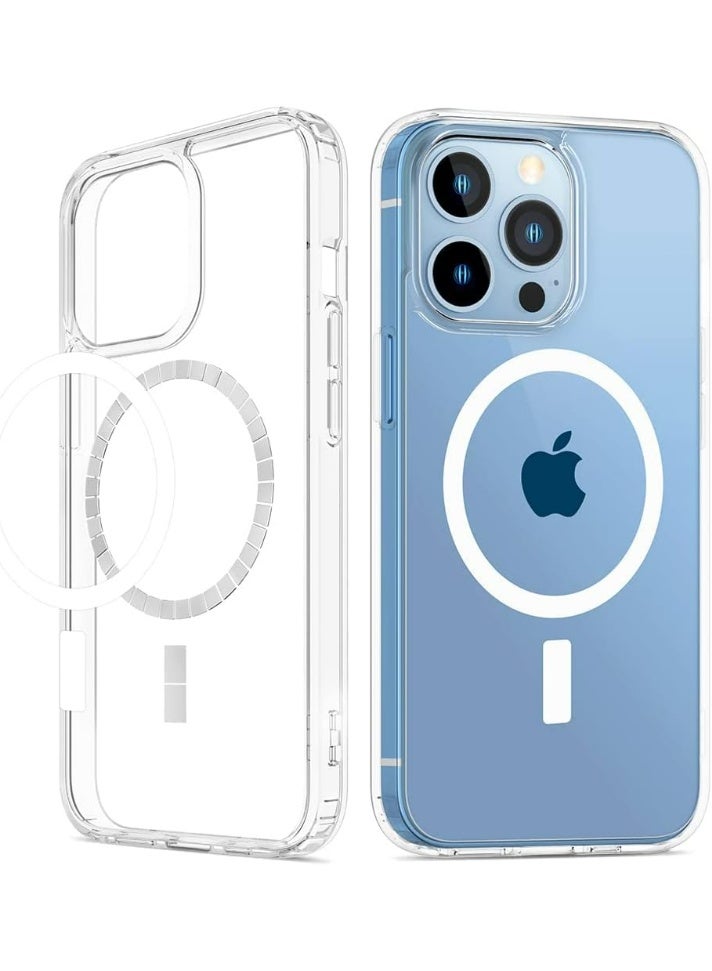 UMIXPRO iPhone 13 Pro Clear Magnetic Case, MagSafe Compatible, Hybrid Protective Crystal Clear Hard Back Cover with Shockproof Silicone Frame, Slim Transparent - Image 1