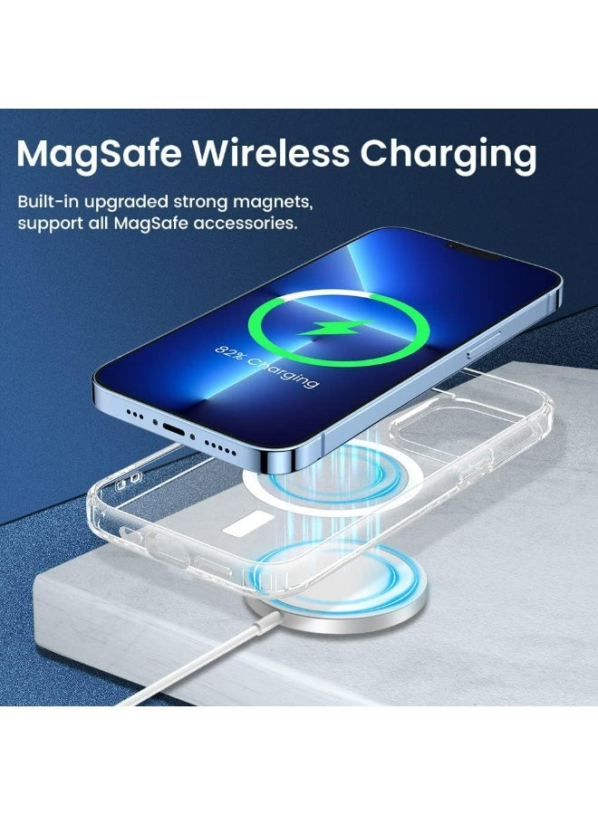 UMIXPRO iPhone 13 Pro Clear Magnetic Case, MagSafe Compatible, Hybrid Protective Crystal Clear Hard Back Cover with Shockproof Silicone Frame, Slim Transparent - Image 2