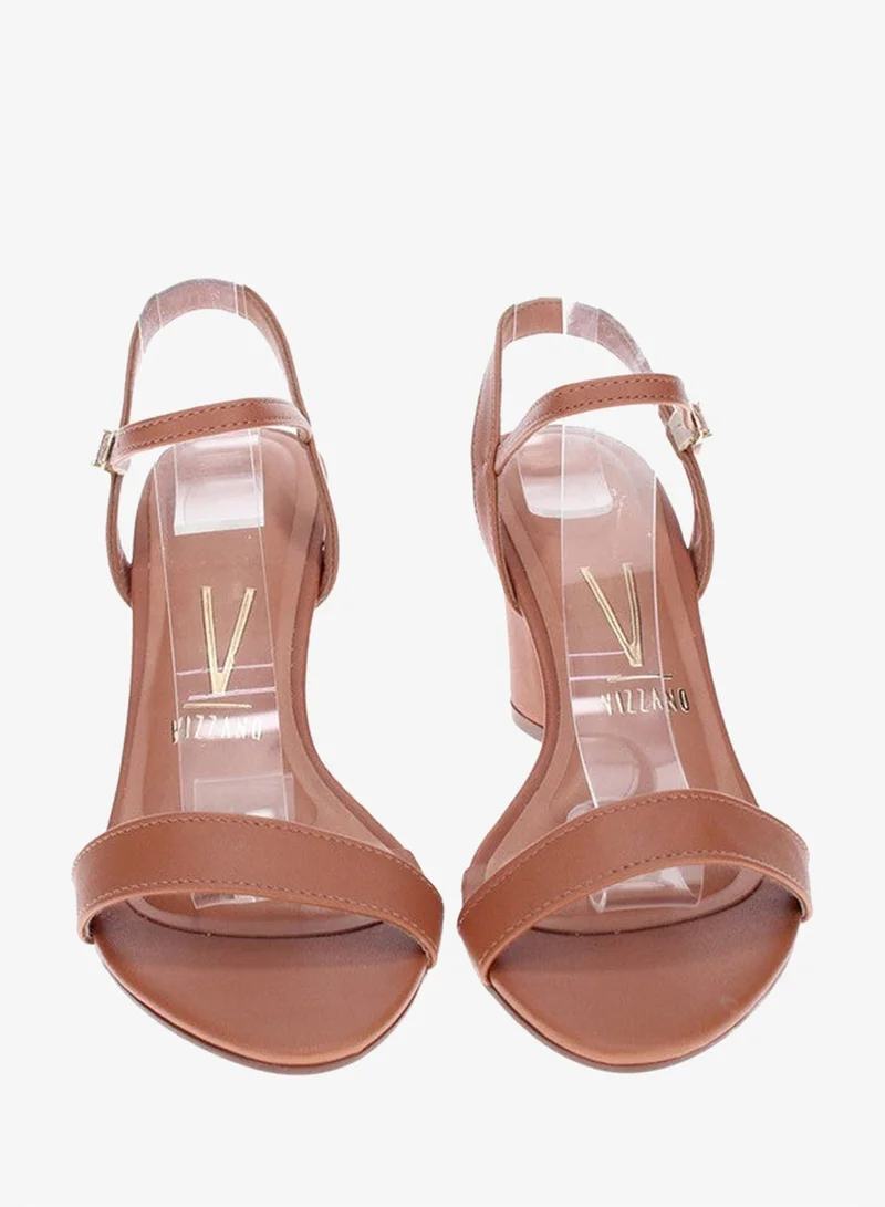 VIZZANO Brown Mid Heels Sandals for Women – Sling Back Heel Sandals for Girls with Ankle Strap for Women | Best Price UAE