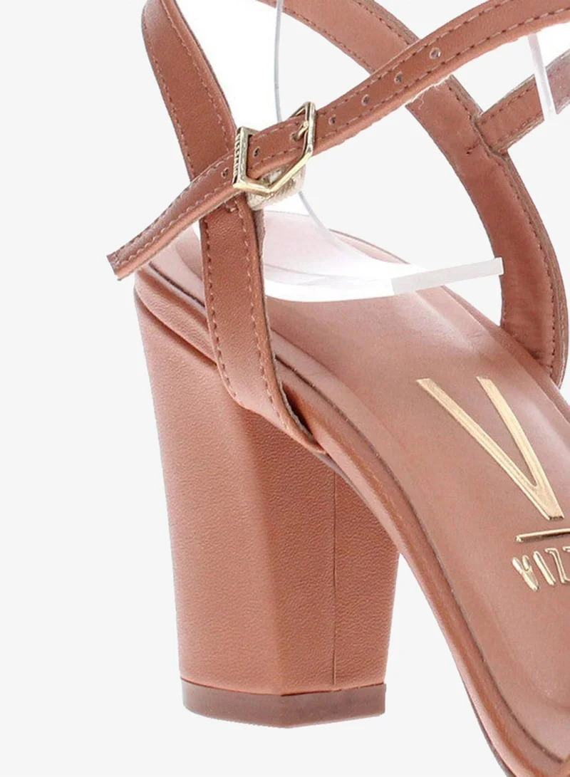 VIZZANO Brown Mid Heels Sandals for Women – Sling Back Heel Sandals for Girls with Ankle Strap for Women | Best Price UAE