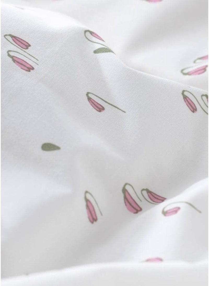Duvet Cover & Pillowcase for Cot, White/Floral Pattern, 110x125/35x55 cm - Image 4