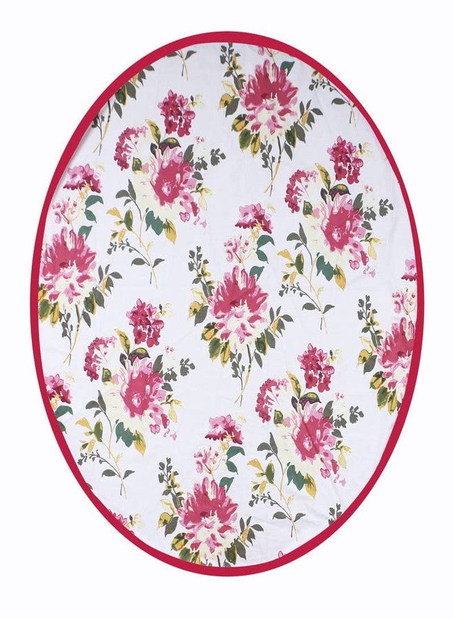 Texstylers Pink Cotton Floral Round 4 to 6 Seater 56 Inches Diameter Dining Table Cloth - Image 3