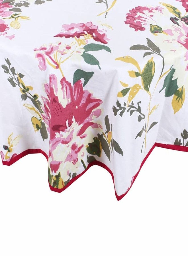 Texstylers Pink Cotton Floral Round 4 to 6 Seater 56 Inches Diameter Dining Table Cloth - Image 2