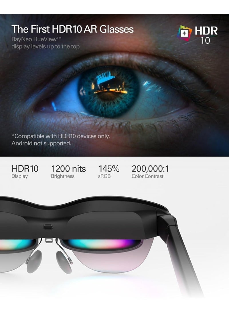 RayNeo Air 4 Pro AR Glasses 120Hz Micro-OLED 1080P HDR10 USB-C Smart Glasses with Built-in Speakers Black - Image 2