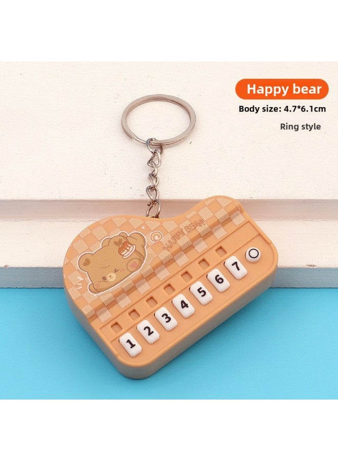 Creative Mini Piano Keychain Light-emitting Handheld Music Electronic Organ Toy Bag Pendant Ornaments Grab Machine Gift-Color:Cute Coffee Bear Piano-round Ring - Image 1