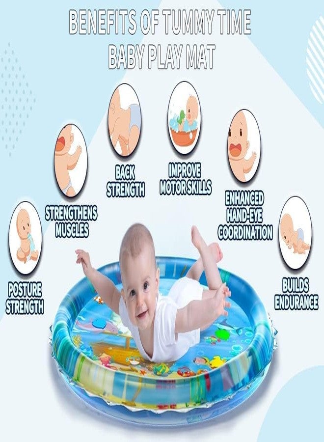 Zeccorp Baby Kids Circle Water Play Mat Toys Inflatable Tummy Time Leakproof Water Play Mat, Fun Activity Play Center Indoor and Outdoor Water Play Mat for Baby, Pack of 1, Multicolour - Image 3