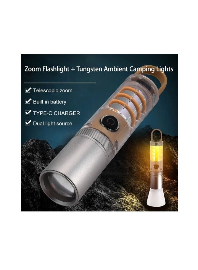OASIS-TH Led Torch Lights Rechargeable Emergency Light Multifunctional Portable Flashlight High Power Rechargeable Flashlights Telescopic Zoom Torch with Breathing Atmosphere Light for Dog Walking - Image 4