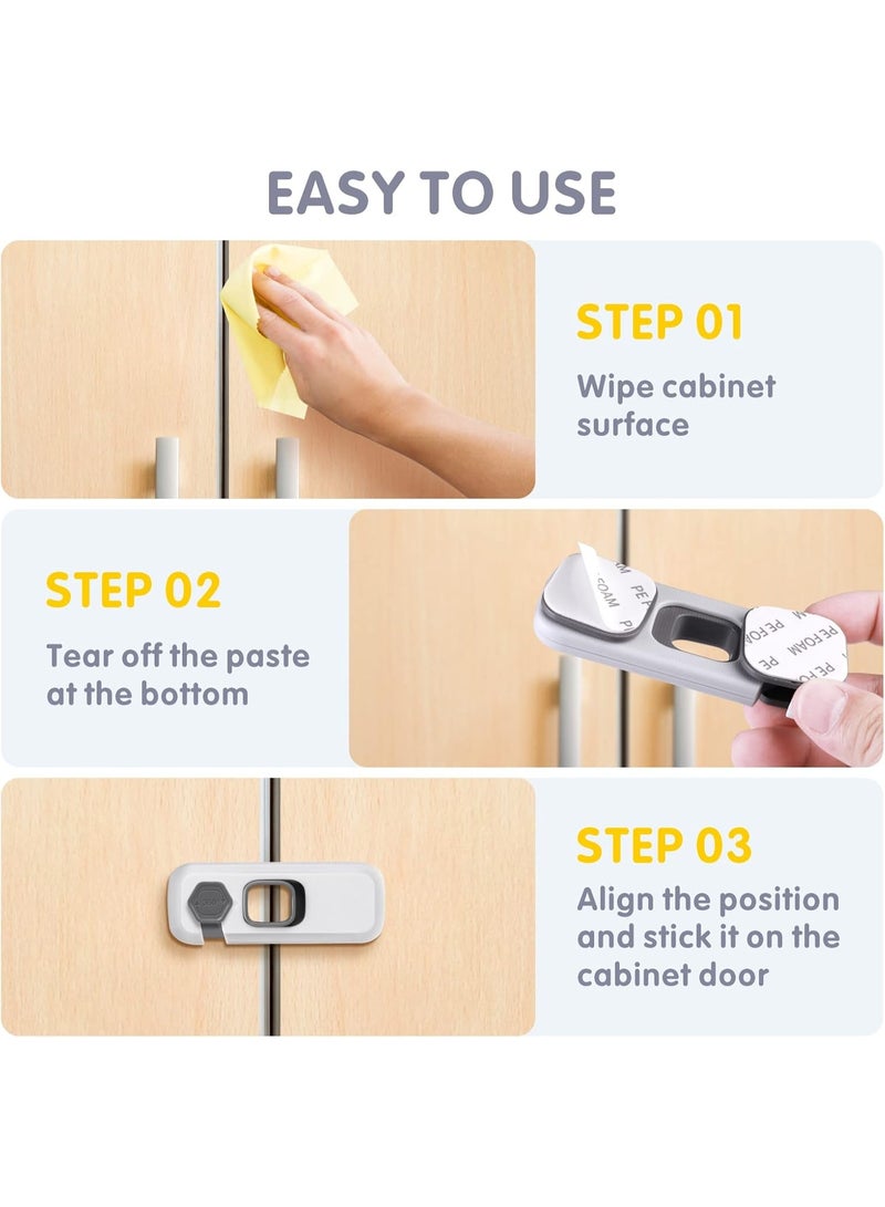 Baytion Child Safety Strap Locks, 5 Pieces Child Safety Cupboard Door Strap Locks with Strong Adhesive for Fridge,Cabinets,Drawers and Dishwasher-No Tools Needed No Drilling - Image 2