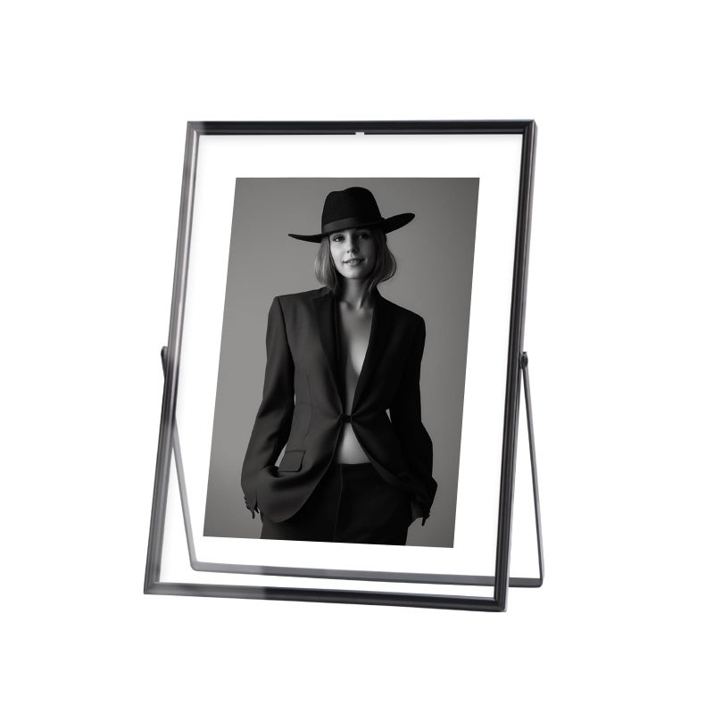 Iziddo Black Floating Frame  5""X7"" Metal Frame For Picture 4X6 3.5X5  2X3 Wall Mount Or Tabletop Shelf Photo Frames  Double Sided Acrylic Display Picture Frame For Wedding Office Decor - Image 1