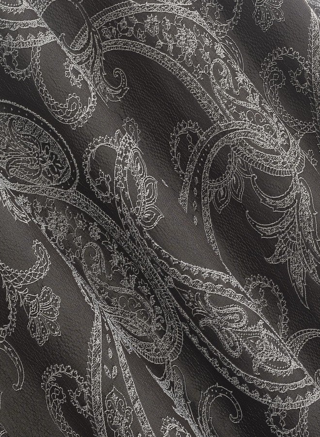 Sun Zero Pedra Paisley Embroidery 100% Blackout Back Tab Curtain Panel, 40" x 84", Chocolate Brown - Image 4