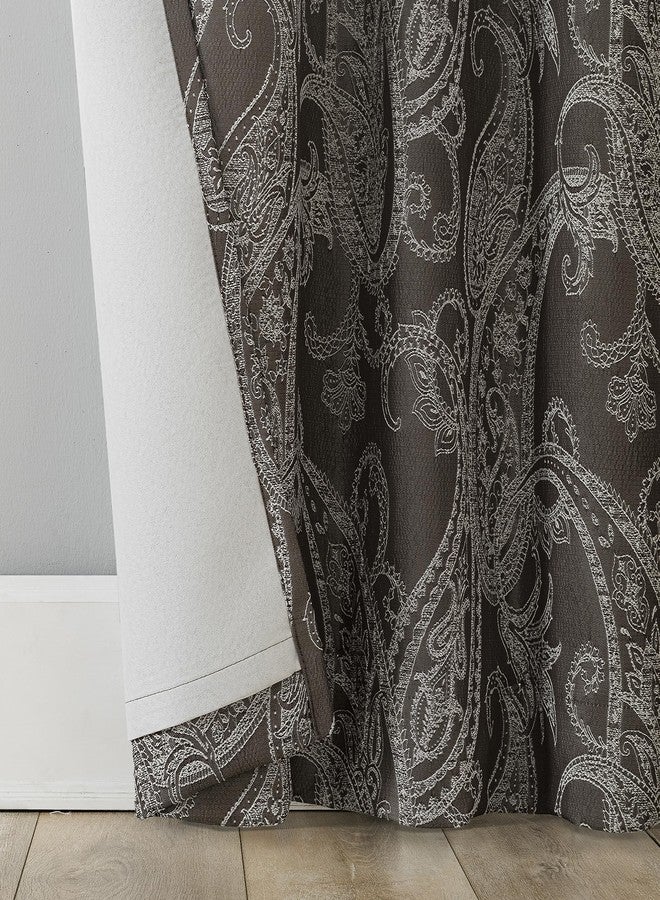 Sun Zero Pedra Paisley Embroidery 100% Blackout Back Tab Curtain Panel, 40" x 84", Chocolate Brown - Image 5