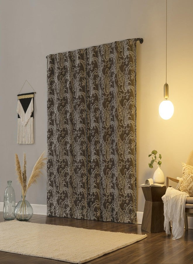 Sun Zero Pedra Paisley Embroidery 100% Blackout Back Tab Curtain Panel, 40" x 84", Chocolate Brown - Image 2