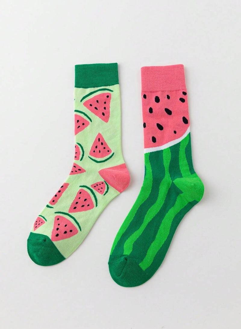 Colorful socks with watermelon design - Image 1