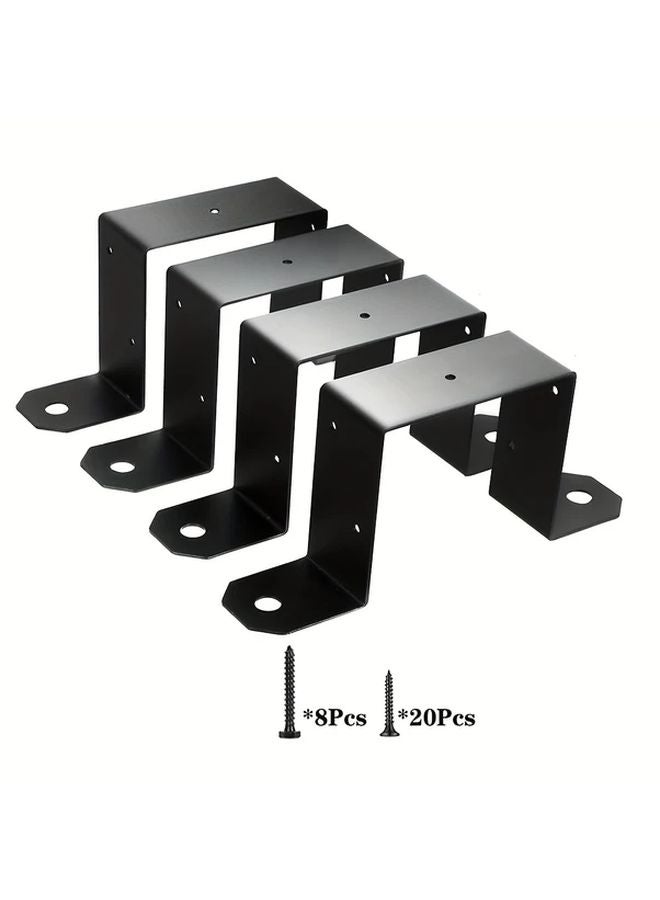 Black Fence Post Holder For 4x4 Wood Deck Column Support Bracket U Shaped Metal Straps - Image 1