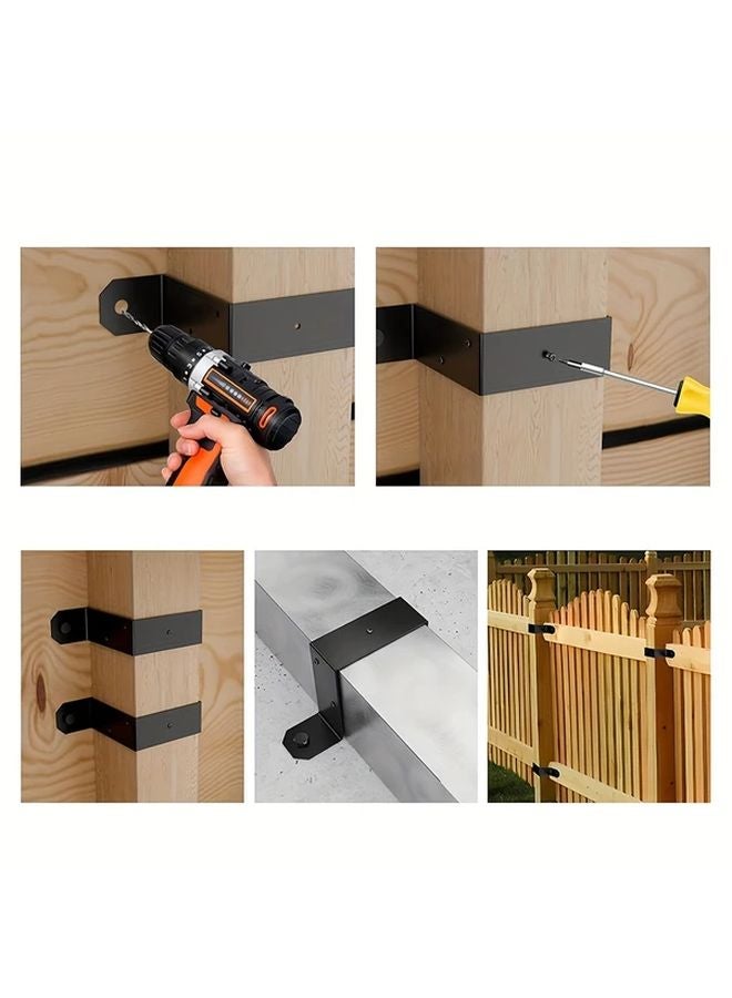 Black Fence Post Holder For 4x4 Wood Deck Column Support Bracket U Shaped Metal Straps - Image 5
