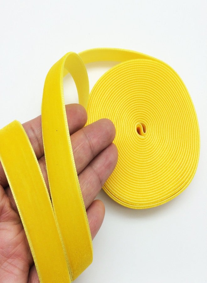 PEPPERLONELY 5 Yards Single Face Velvet Ribbon 16mm (5/8 Inch), Gold - Image 1