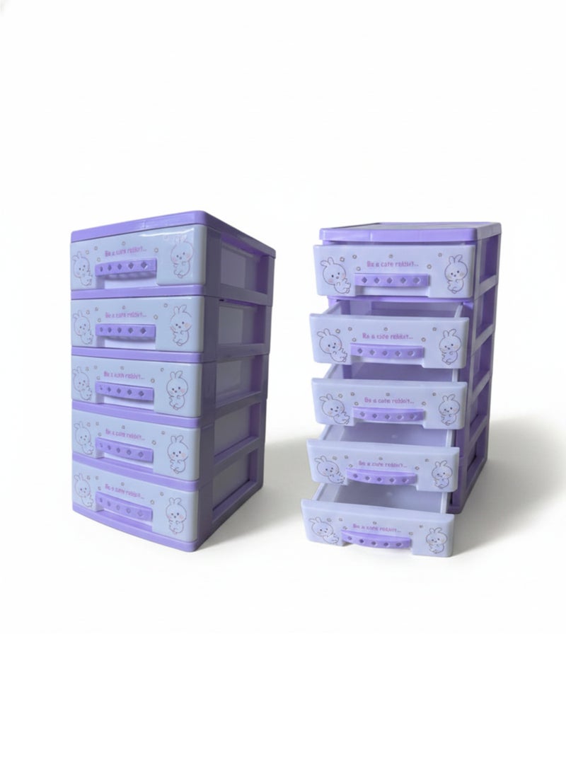 Mini Kids Toy Storage Organizer 5 Layers Small Drawer Cabinet, Plastic Storage Box for Toys & Stationery - Image 1
