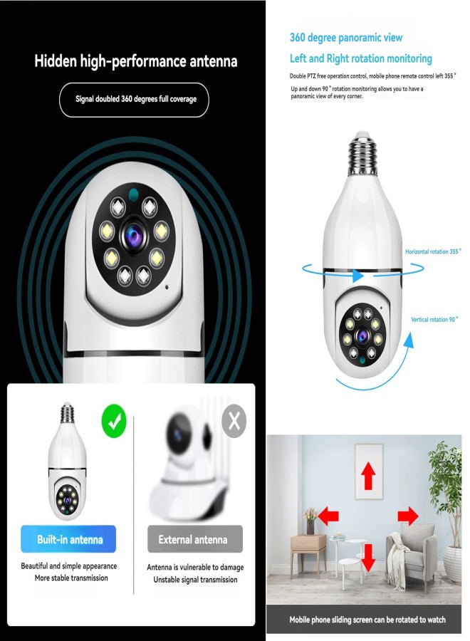 Tuya Light Head Camera 3.0MP Indoor Pan Head Home Camera 2.4G/5G Dual Frequency WIFI Mobile Phone Remote HD Dual Light Bulb Camera - Image 5