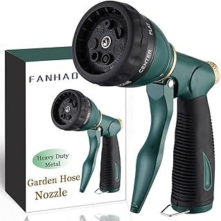 Fanhao FANHAO Garden Hose Nozzle Sprayer Heavy Duty, 100% Metal Spray Nozzle High Pressure Water Hose Nozzle with 7 Patterns  - Image 1