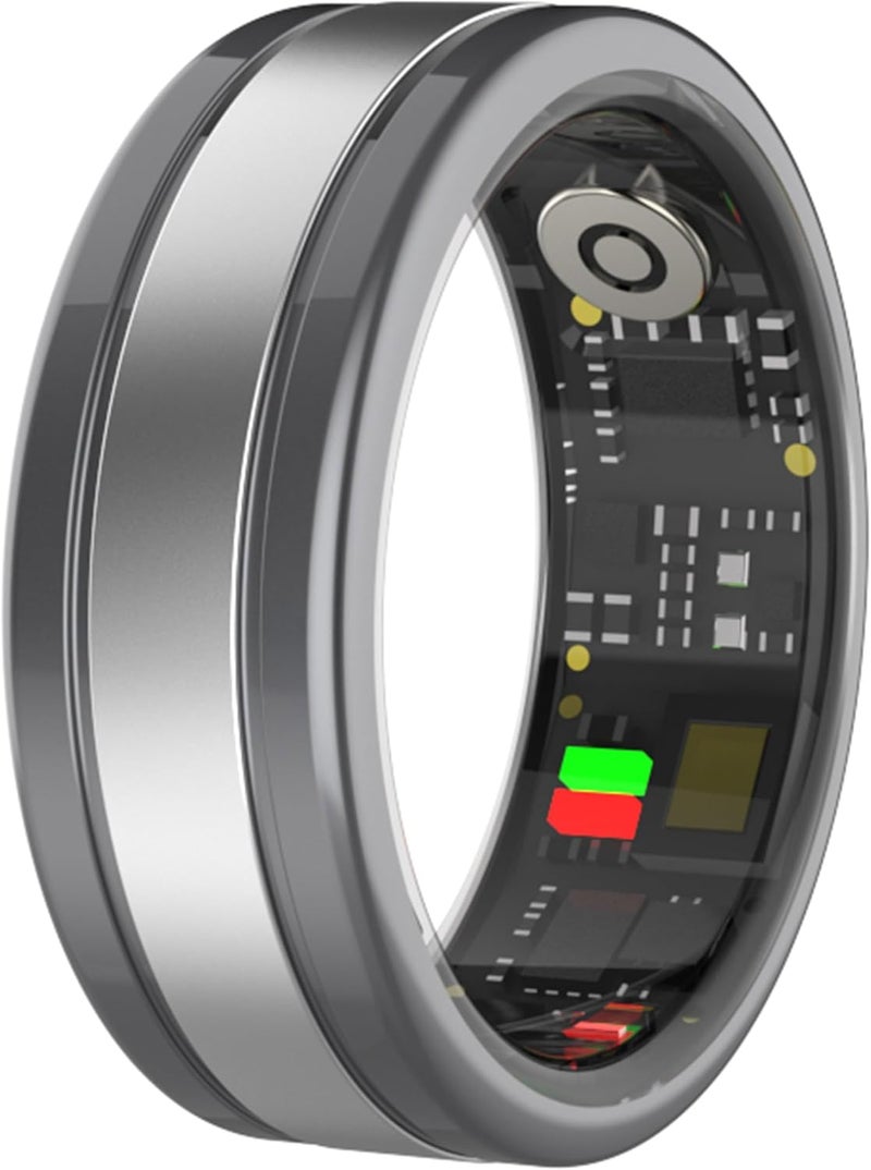 خاتم، 19.9 مم IP68 خاتم رياضي مقاوم للماء، حلقة تتبع اللياقة البدنية مع مراقبة معدل ضربات القلب، عداد الخطوة، مراقبة الأكسجين في الدم، تتبع النوم، التصوير الفوتوغرافي عن بعد، التحكم في الفيديو القصير، الأسود - Image 1