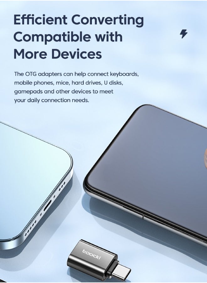 محول Toocki OTG من USB-A  إلى USB-C – نقل بيانات عالي السرعة USB 3.0 وشحن موثوق – مصنوع من الألمنيوم، صغير الحجم ومحمول (أسود)  - Image 3