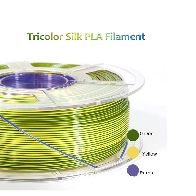 Protomont TECHNOLOGIES FiLAMONT PLA Silk Filament 1.75mm, 3D Printer Filament, Shiny Silk 1.75 PLA Filament, 1kg(2.2Lbs)/Spool (Silk Emerald Green,Purple Yellow) - Image 2