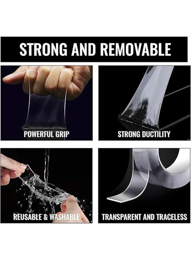 Double Sided Heavy Duty Tape Multifunctional  Tape High Stickness Strong 3cmx3M Nano Tape Tough Washable Waterproof Mounting Tape Clear Thin Two Sided Tape for Carpets,Balloon,Posters, Frame - Image 2