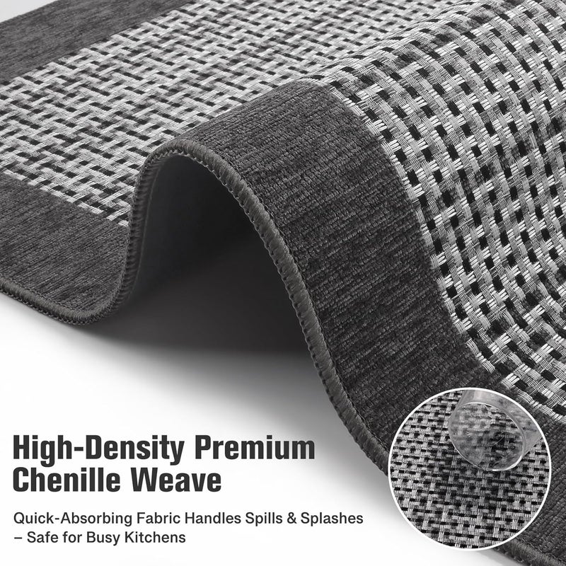 StepRite Kitchen Mats for Floor, Non-Slip Kitchen Rugs Set of 2 PCS, Super Absorbent Washable Kitchen Mats with Rubber Backing, Runner Mats for Front of Sink (20"x32"+20"x72" Grey) - Image 3