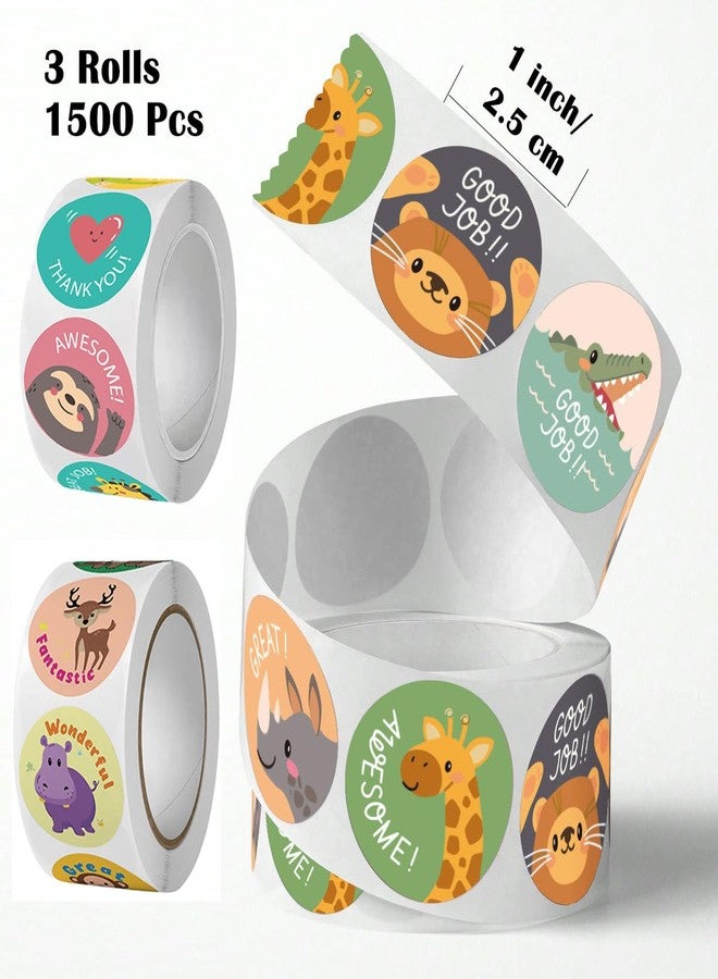 Runtoo 1500Pcs Cute Animals Reward Stickers Roll for Kids Classroom Must Have Back to School Toddlers Teacher Supplies Potty Training Small Positive Sticker - Image 2